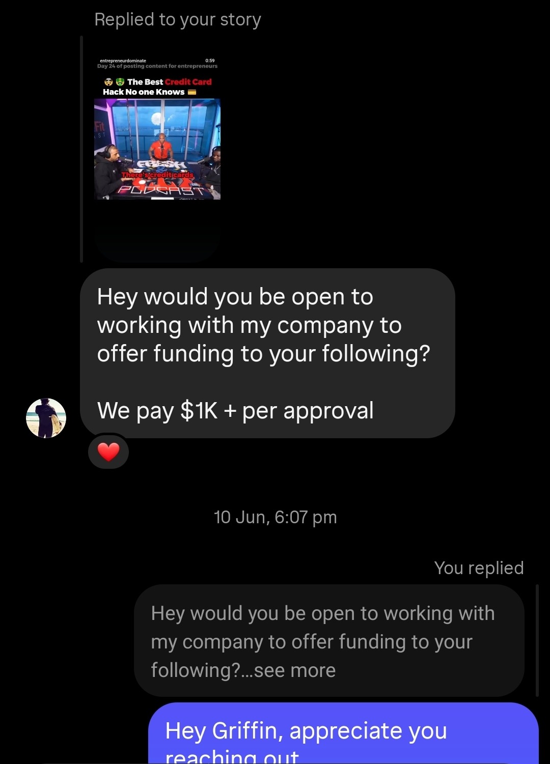 Company offering 1,000 dollars per approved post