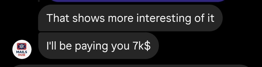 Brand DM offering to pay 7,000 dollars