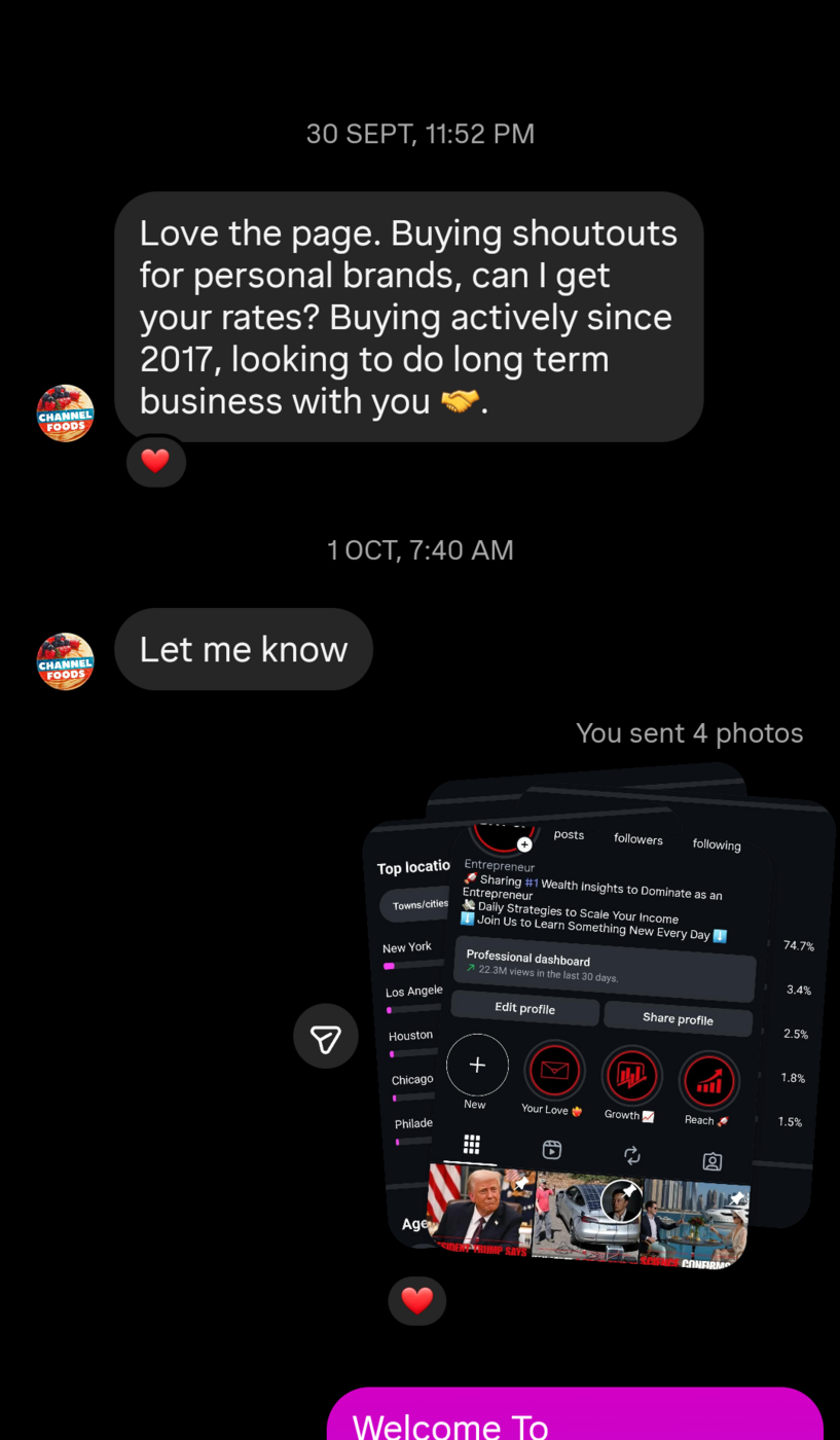Buyer purchasing shoutouts since 2017