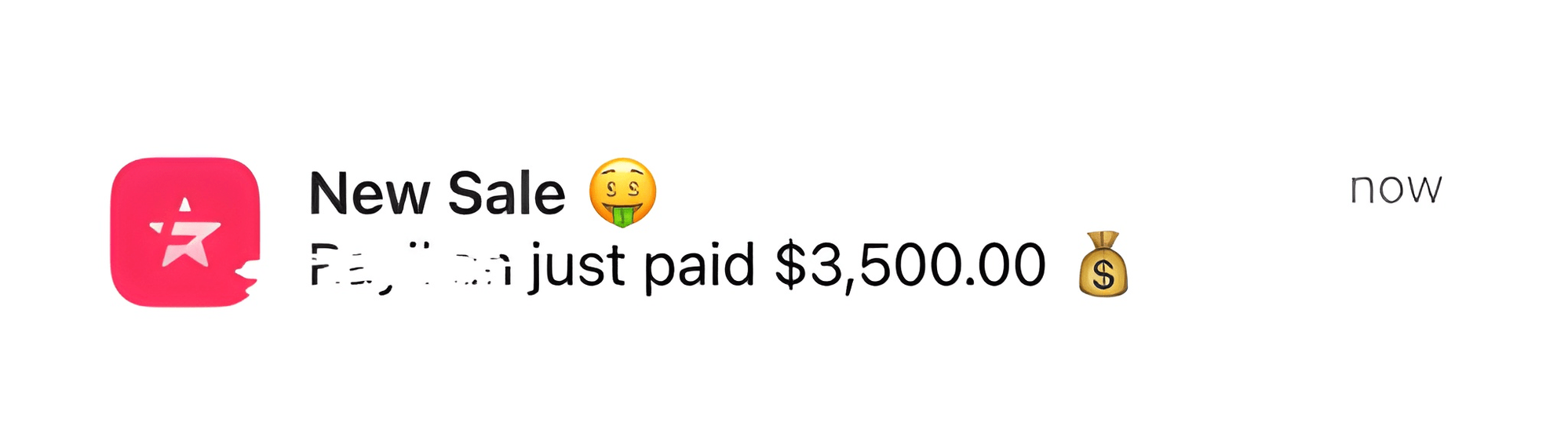Notification of a single 3,500 dollar sale